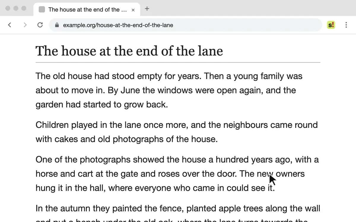 In a browser window, a double click on “in” of “was about to move in” opens the card for “move in”.